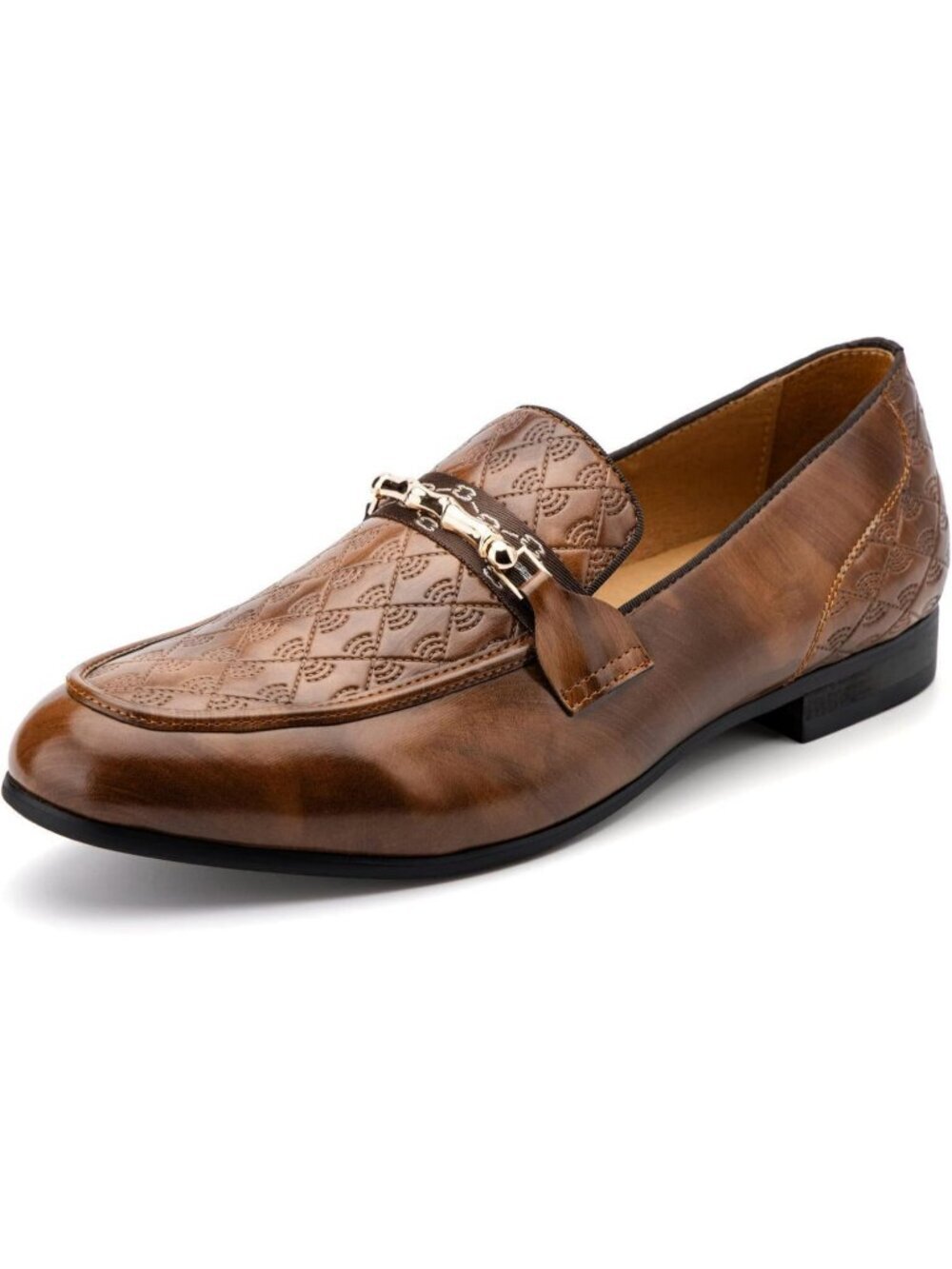 Meijiana Men's Brown06 Microfiber Loafers Buckle PU Leather Weeding Dress Shoes